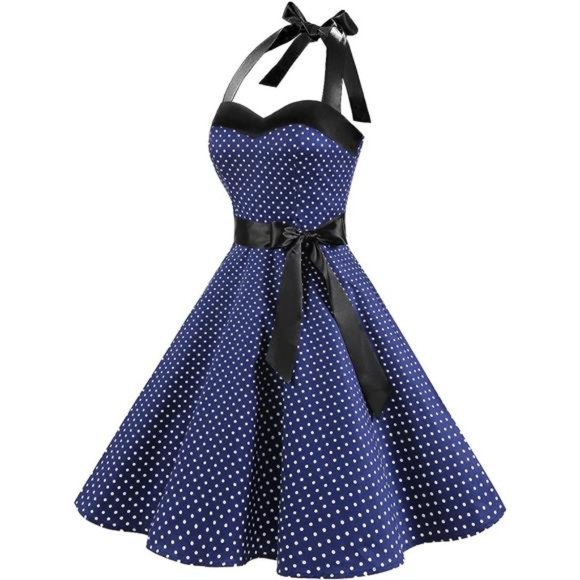 Women Beautiful 1950s Vintage Cocktail Party Retro Wedding Audrey Hepburn Dress - Picture 2 of 5